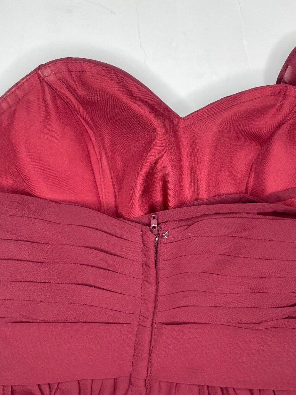 VINTAGE Romantigoth Burgundy Rosette Chiffon One Shoulder Asymmetric Dress 6 - Picture 9 of 15